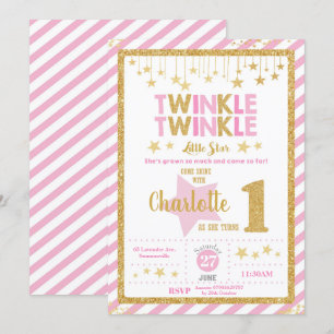 Twinkle Little Star 1st Birthday Invitation Girl