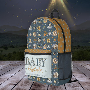 Twinkle Little Star Animal Pattern Boy Baby Name Printed Backpack
