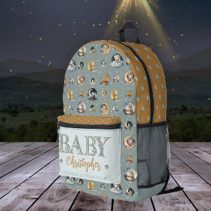 Twinkle Little Star Animal Pattern Boy Baby Name Printed Backpack