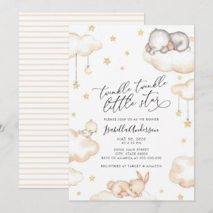 Twinkle Little Star Animals Neutral Baby Shower Invitation