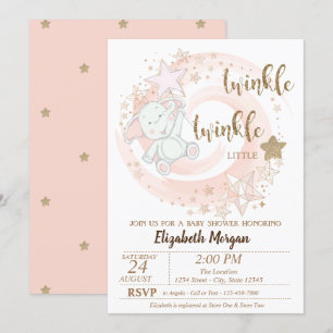 Twinkle Little Star,Baby Bear Baby Shower Invitation