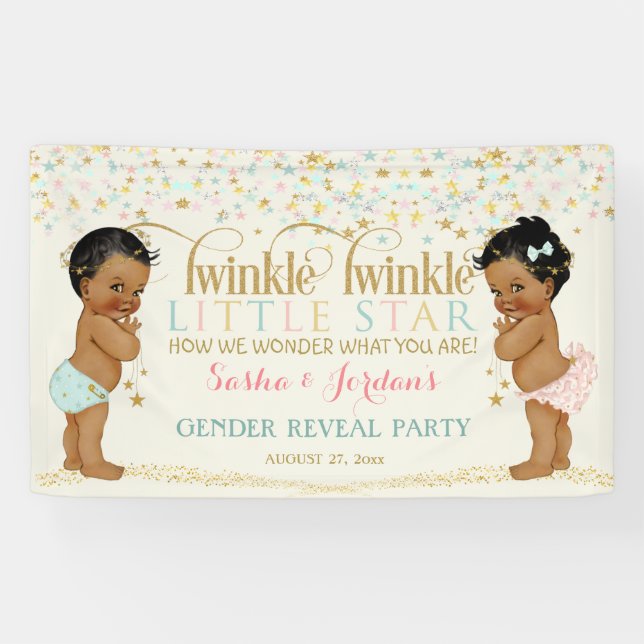 Twinkle Little Star Baby Gender Reveal Ethnic Banner (Horizontal)