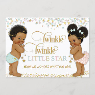 Twinkle Little Star Baby Gender Reveal Ethnic Invitation