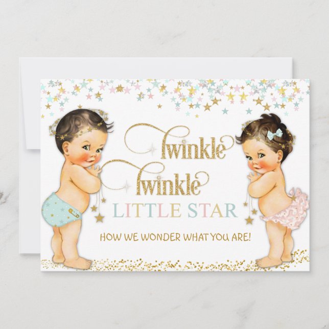 Twinkle Little Star Baby Gender Reveal Invitation (Front)