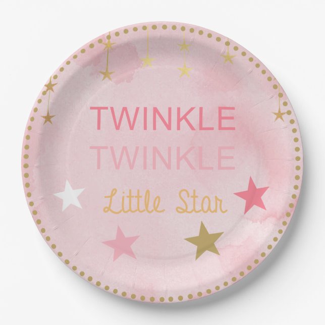 Twinkle Little Star  Baby Girl Paper Plate (Front)
