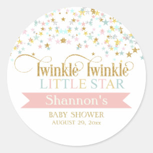 Twinkle Little Star Baby Shower Any Colour Classic Round Sticker
