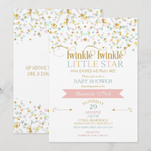 Twinkle Little Star Baby Shower Any Colour Invitation