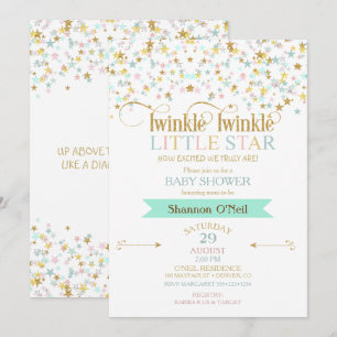 Twinkle Little Star Baby Shower Any Colour Invitation