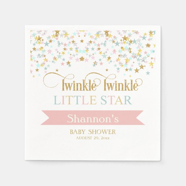 Twinkle Little Star Baby Shower Any Colour Napkin (Front)