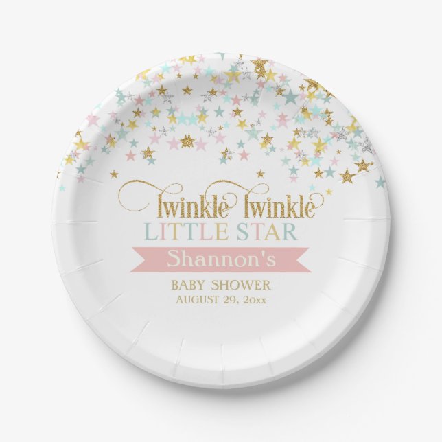 Twinkle Little Star Baby Shower Any Colour Paper Plate