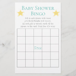 Twinkle Little Star Baby Shower Bingo Game Flyer