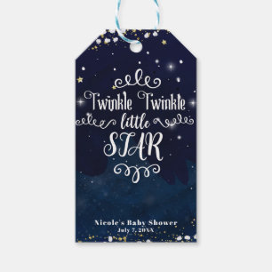 Twinkle Little Star Baby Shower Blue Gold Favour Gift Tags