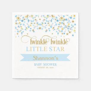 Twinkle Little Star Baby Shower Blue & Gold Napkin