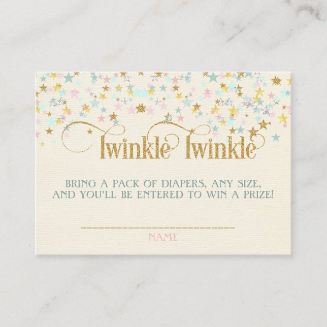Twinkle Little Star Baby Shower Diaper Raffle Enclosure Card (Front)