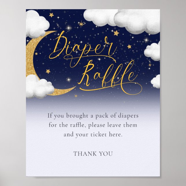 Twinkle Little Star Baby Shower Diaper Raffle Sign (Front)