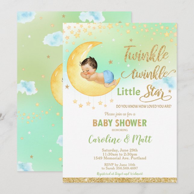 Twinkle Little Star Baby Shower Gender Neutral Invitation (Front/Back)