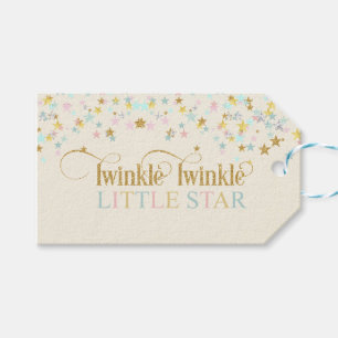 Twinkle Little Star Baby Shower Gold Aqua Pink Gift Tags