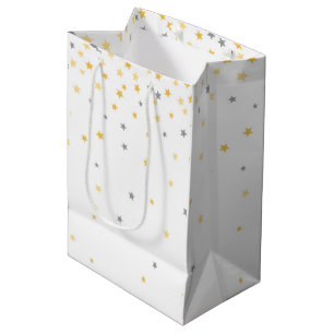 Twinkle Little Star Baby Shower Grey and Yellow Medium Gift Bag