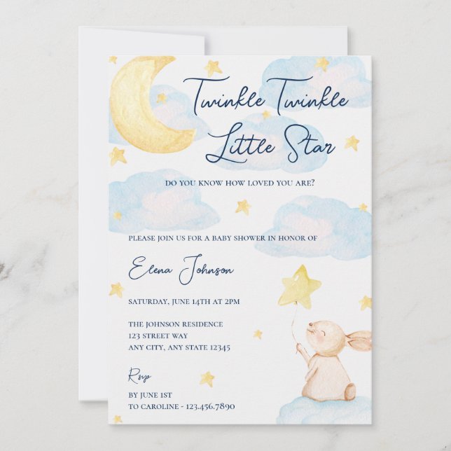 Twinkle Little Star Baby Shower Invitation (Front)