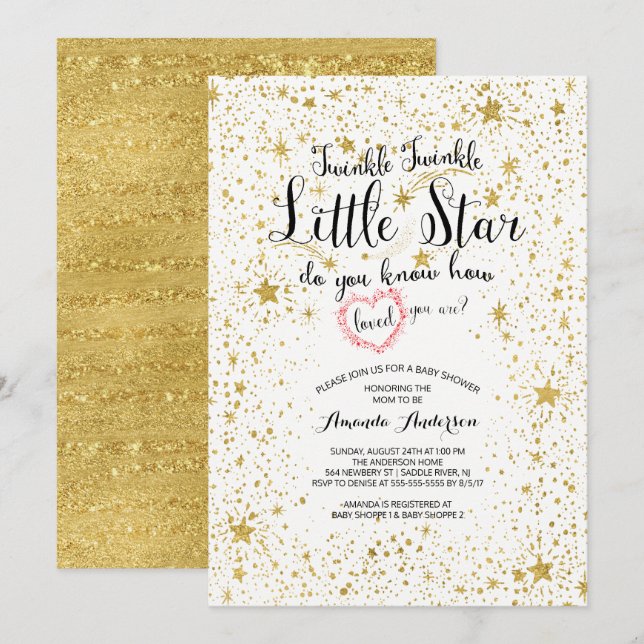 Twinkle Little Star Baby Shower Invitation (Front/Back)