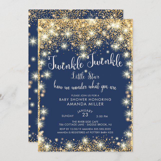 Twinkle Little Star Baby Shower Invitation (Front/Back)