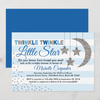 twinkle little star baby shower invitation for boy