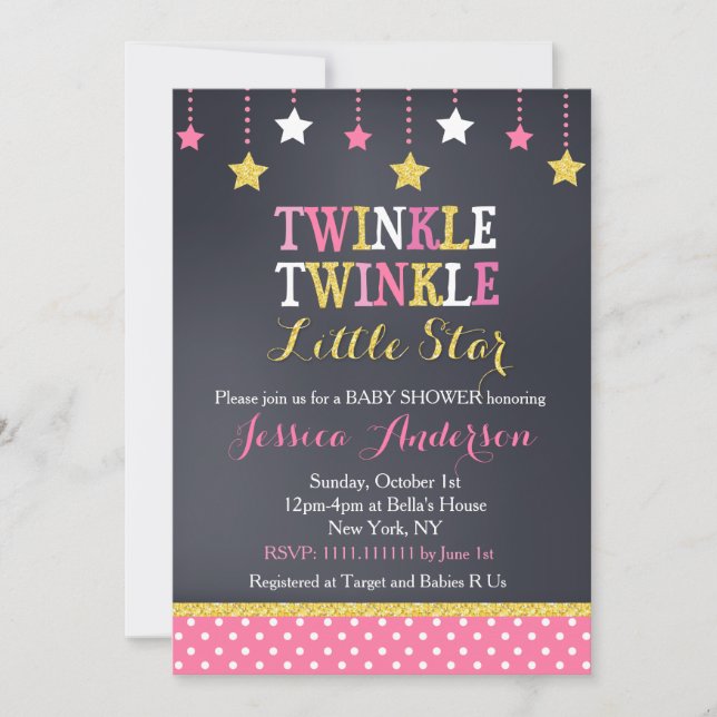 Twinkle Little Star Baby Shower Invitations (Front)