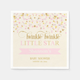 Twinkle Little Star Baby Shower Pink Gold Napkin