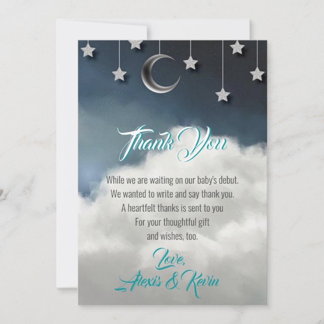 Twinkle Little Star  Baby Shower Thank You Card (Front)