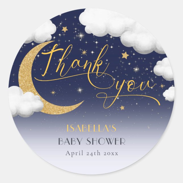 Twinkle Little Star Baby Shower Thank You Classic Round Sticker (Front)