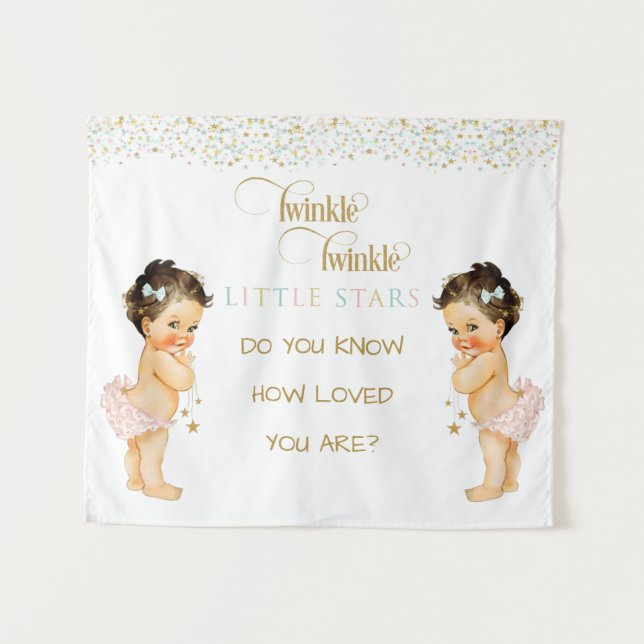 Twinkle Little Star Baby Twin Girls Tapestry (Front (Horizontal))