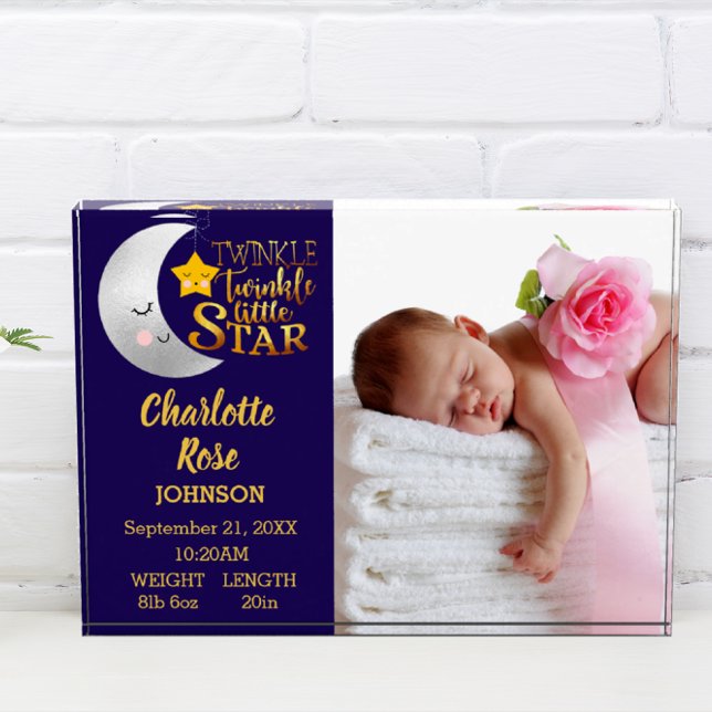 Twinkle Little Star Birth Announcement Baby Photo Block (Creator Uploaded)
