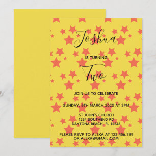 Twinkle Little Star birthday invitation yellow