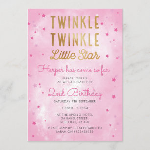 Twinkle little star birthday party invitation