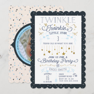 Twinkle Little Star Birthday Party Invitations
