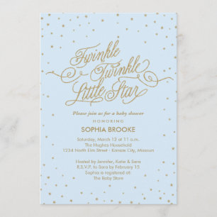 Twinkle Little Star Blue Baby Boy Shower Invitation