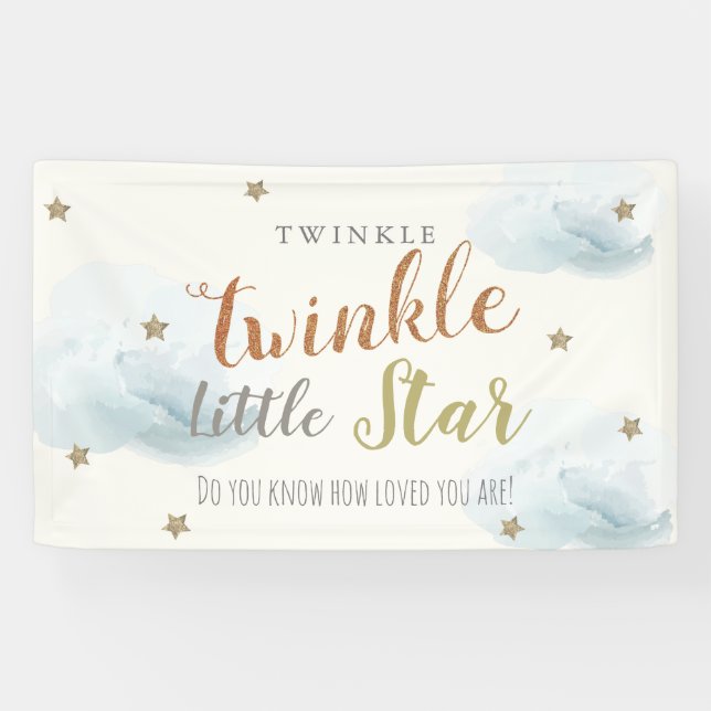 Twinkle Little Star Blue Baby Shower Banner (Horizontal)