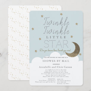 Twinkle Little Star Blue Baby Shower by Mail Invitation