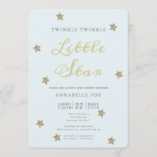 Twinkle Little Star Blue Baby Shower Invitation
