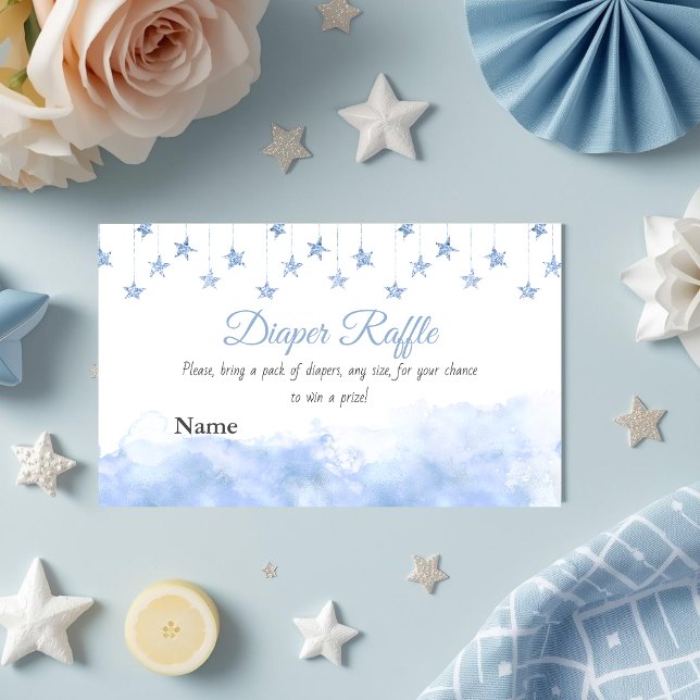 Twinkle Little Star Blue Boy Baby Shower Diaper Enclosure Card (Creator Uploaded)