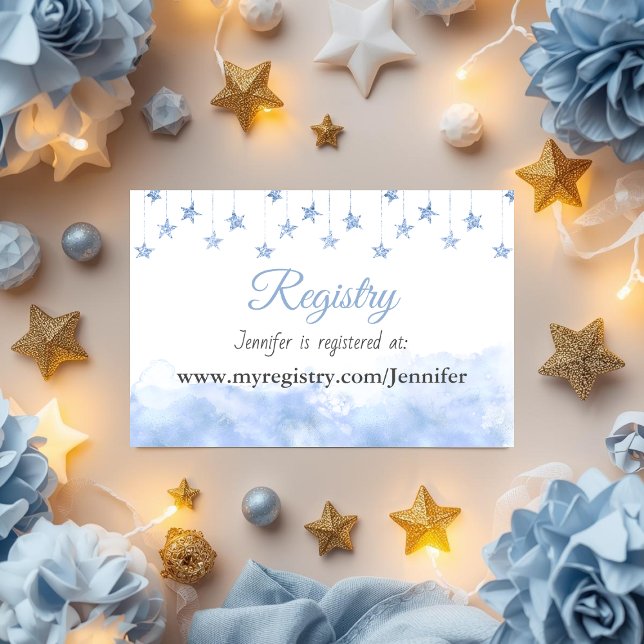 Twinkle Little Star Blue Boy Baby Shower Registry Enclosure Card (Creator Uploaded)