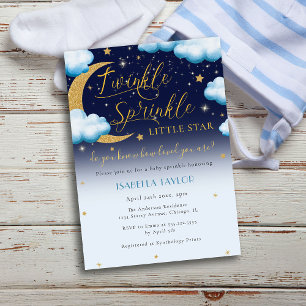 Twinkle Little Star Blue Boy Baby Sprinkle Invitation
