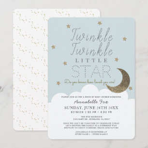 Twinkle Little Star Blue Drive-by Baby Shower Invitation