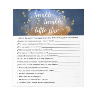 Twinkle Little Star Blue Gold Nursery Rhyme Quiz Notepad
