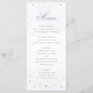 Twinkle Little Star Blue Grey Elegant Baby Shower Menu