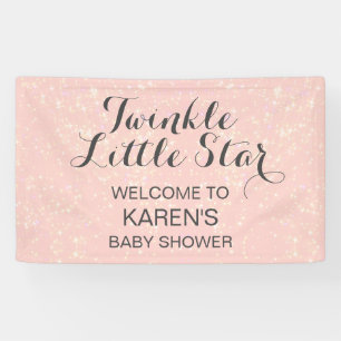 Twinkle Little Star Blush Pink Baby Shower Banner