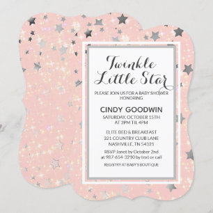 Twinkle Little Star Blush Pink Girls Baby Shower Invitation