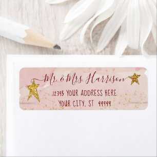 Twinkle Little Star Blush Pink Gold Return Address