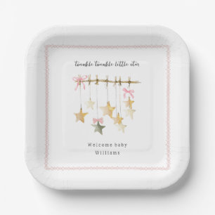 Twinkle Little Star Boho Bows Baby Shower Paper Plate