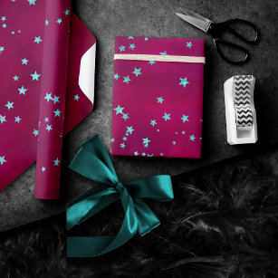 Twinkle Little Star   Bold Magenta Pink Mint Green Wrapping Paper